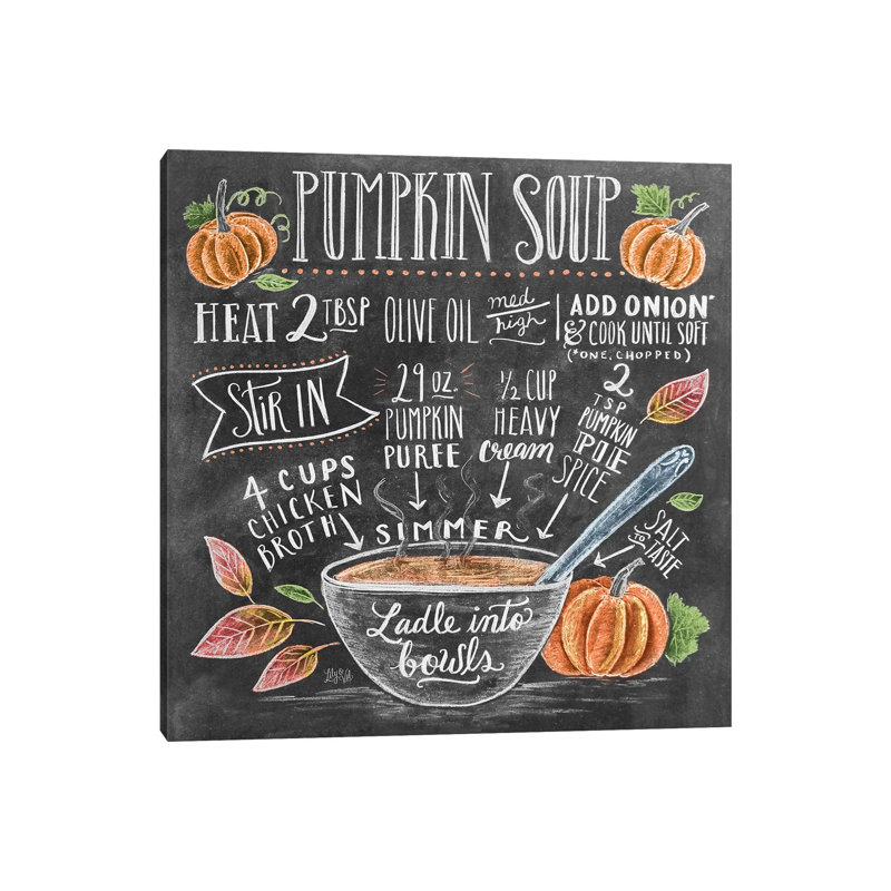 «Pumpkin Soup Recipe» par Lily & Val - Giclée sur toile tendue avec châssis, H 12 po x l 12 po x P 0,75 po