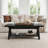 Solid Wood Coffee Table With Storage Shelf, Rustic Rectangular Center Table-1410245373