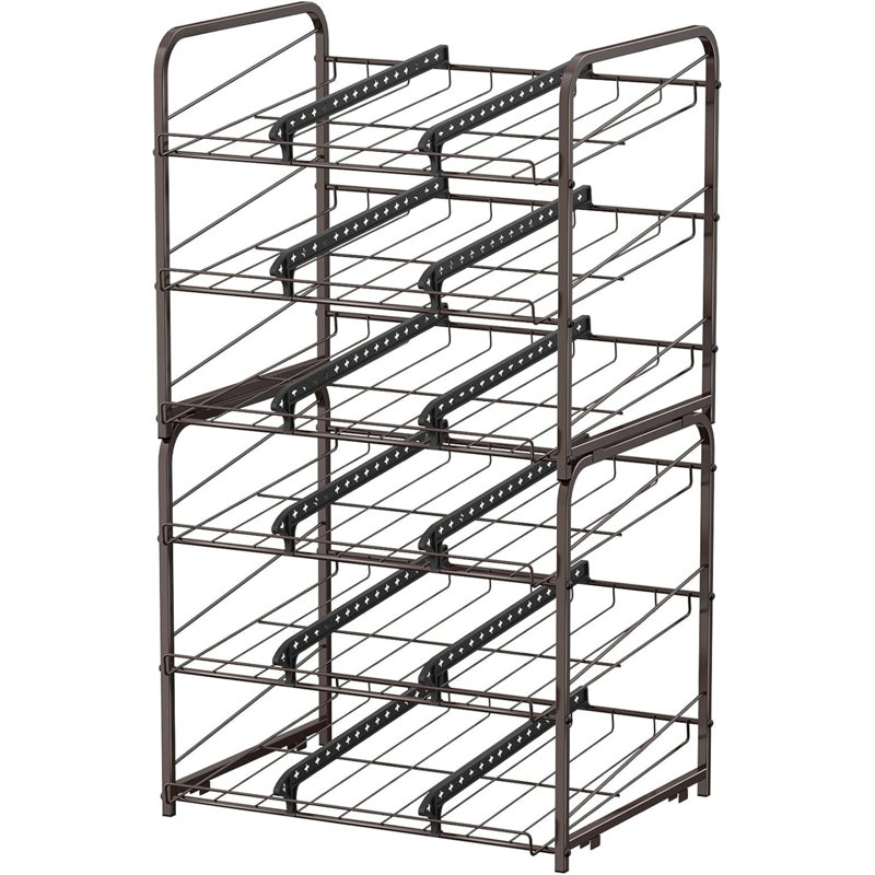 Can Organizer for Pantry Stackable 2 Pack, Can Storage Organizer Rack Stacking, Brown
