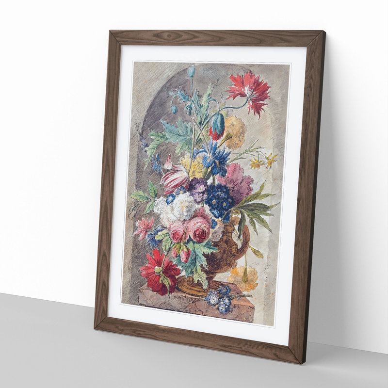 Still Life with Flowers Vol.2 by Jan Van Huysum - Picture Frame Painting, Walnut, 65cm H x 48cm W x 2cm D
