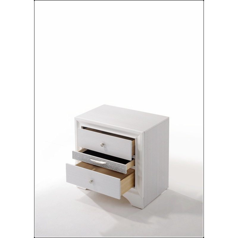 Table de chevet Naima avec ports de chargement USB et tiroir, parfaite pour les chambres modernes et la commodité améliorée.