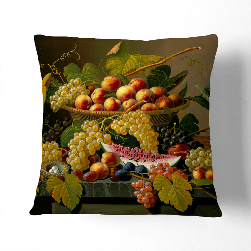 Still Life With Flowers And Fruit Vol.4 Square Throw Cushion, Black, 55cm H x 55cm W x 20cm D