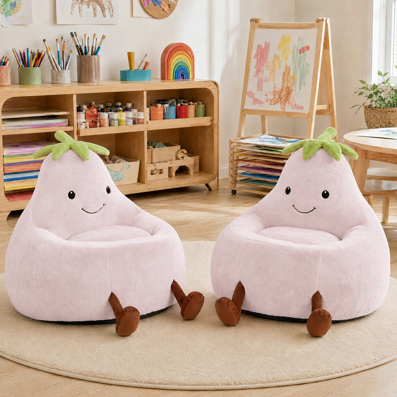 Fauteuil à billes avec aubergine Kannon, 27.56" H x 31.1" W x 30.31" D, Pink