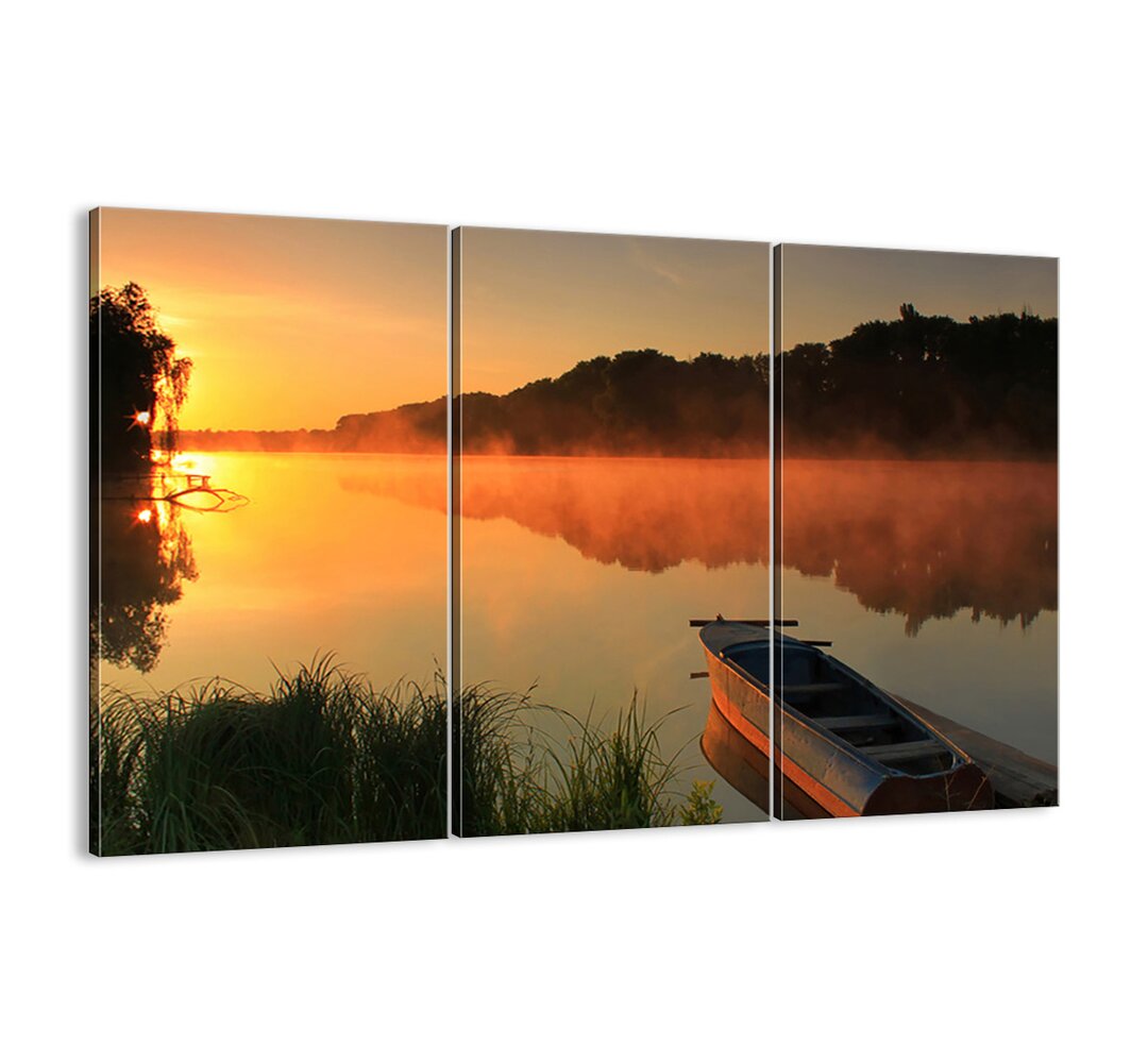 3-tlg. Leinwandbilder-Set - Fotografie „Sunrise over the Water Like a Mirror”