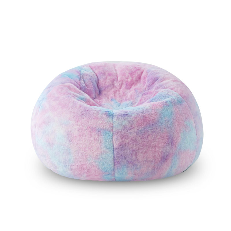 Fauteuil à billes arc-en-ciel en fausse fourrure de lapin pour enfants, LONG-2608D5HL-2