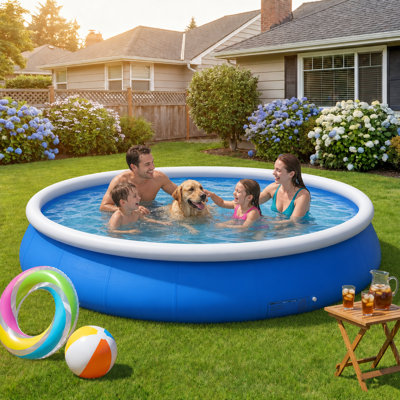 Inflatable Swimming Pool,30IN x 144IN Large Round Blow Up Pool for Family & Kids, Heavy-Duty Backyard Summer Water Party Pool