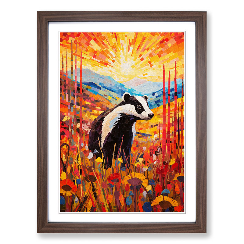 Single Picture Frame Print on Wood, 34cm H x 25cm W, Walnut Framed