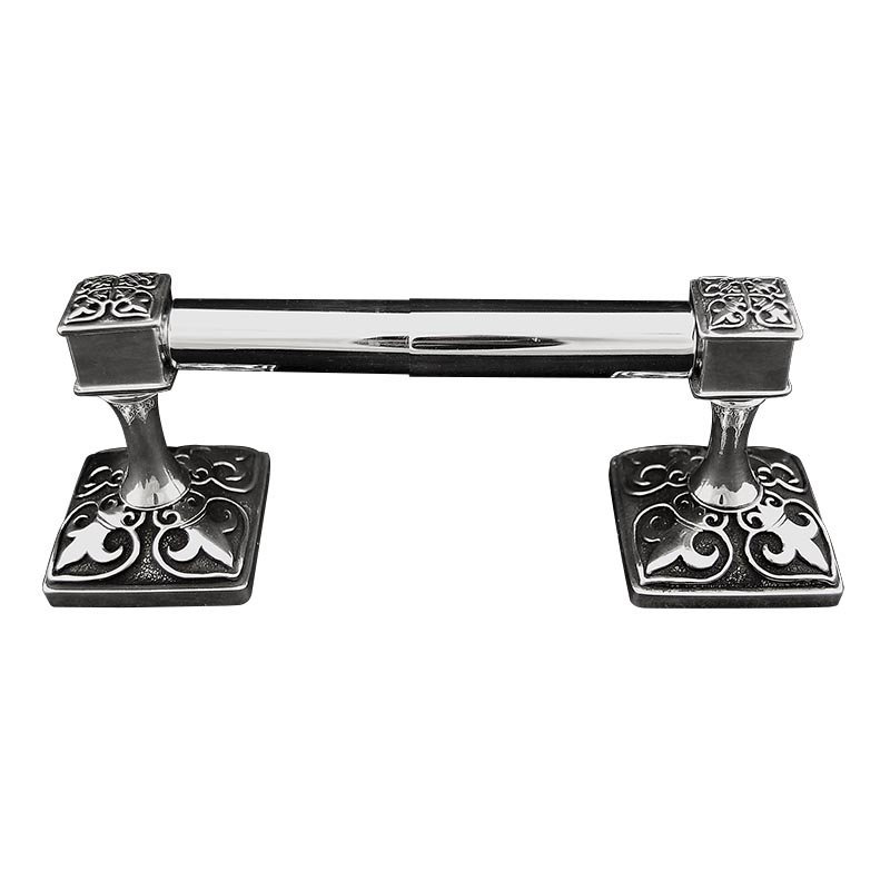 Fleur de Lis Wall Mounted Toilet Paper Holder, Antique Silver