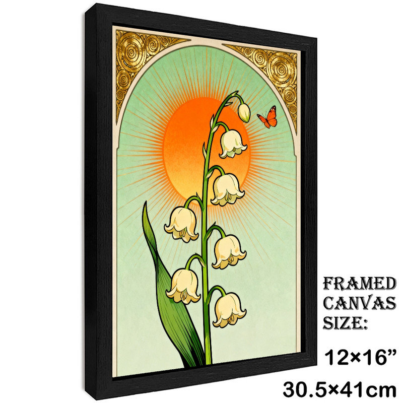 Art mural encadré noir floral et céleste - Boho fantaisiste, décorations rétro, H 17 po x l 13 po