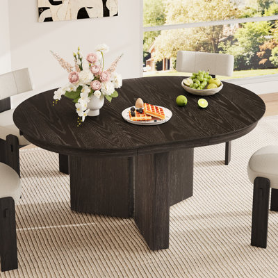 Extendable Dining Tables (table only, no chairs, complete with top and legs), MDF Wood Farmhouse Kitchen Table