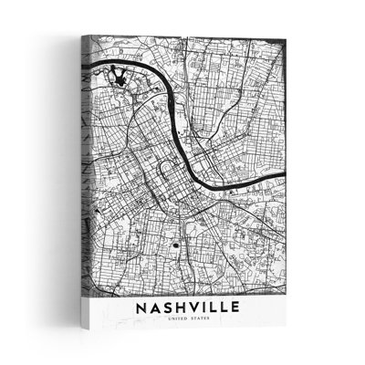 Nashville City Street Map Abstract Contemporary Architecture City Wall Art Print 1 Piece Wrapped Canvas Wall Art