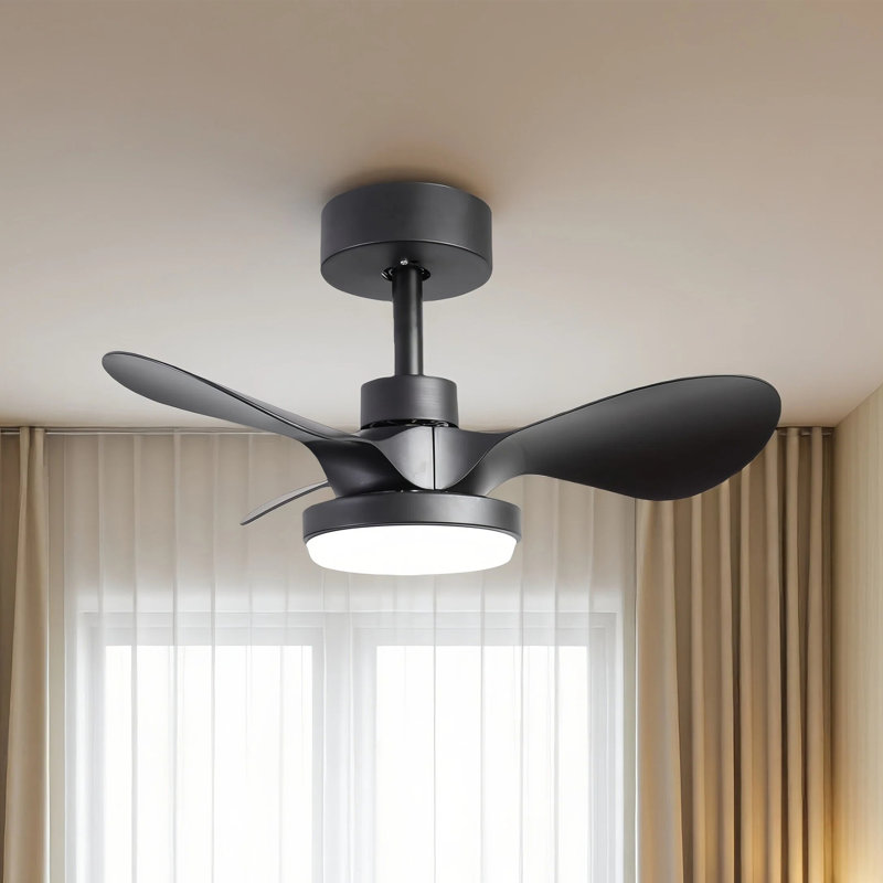 Lemarco 24'' Ceiling Fan with LED Light, 6-Speed Quiet DC Motor, Remote Control & Reversible Mode, Matten Black