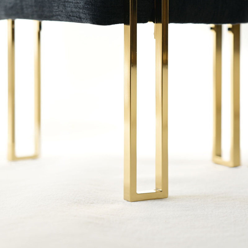 Ensemble de 4 fauteuils de salle à manger rembourrés en or 18,3 po Chenille, Noir