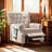 Beige Fabric Button-Tufted Push-Back Recliner with Nailhead Accents