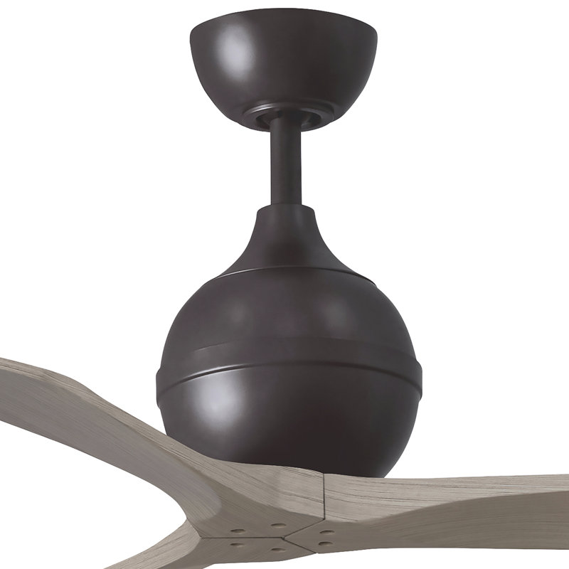 60" Irene Paddle 3 Blade Ceiling Fan, Textured Bronze, 42", Gray Ash Tone