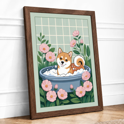 Corgi in Bloom Cottagecore - Framed Print