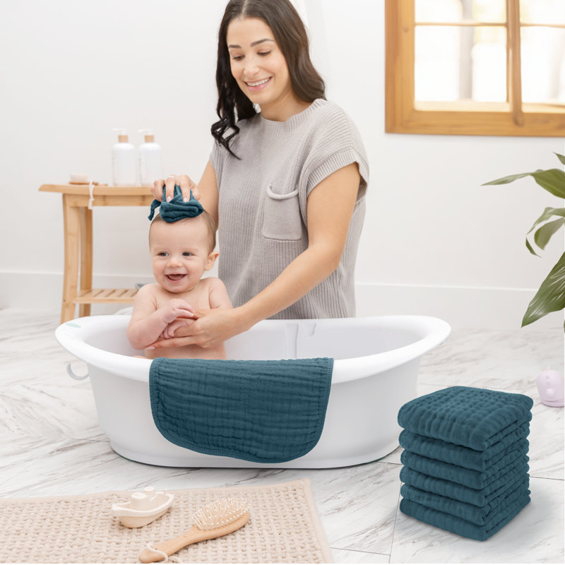 Comfy Cubs Muslin Baby Washcloths - Soft 6-Layer Cotton Wash Cloths for Sensitive Skin - 10"x10" Large, Gentle, Absorbent Infant Essentials
