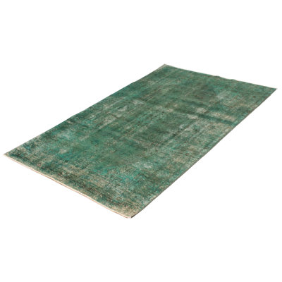 Tapis unique en laine noué à la main nouvel âge 6 pi x 10 pi Oilton en bleu sarcelle / gris