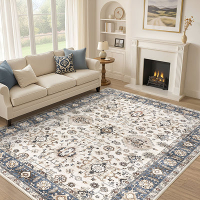 Modern Stamp Pattern Washable Rug, Abstract Geometric Print Carpet for Entryway Kitchen, Soft Non-Shedding Floor Mat