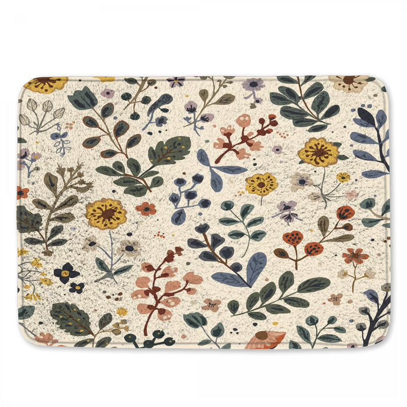 Tapis de bain Botanical Floral Illustration, L 34 po x L 21 po