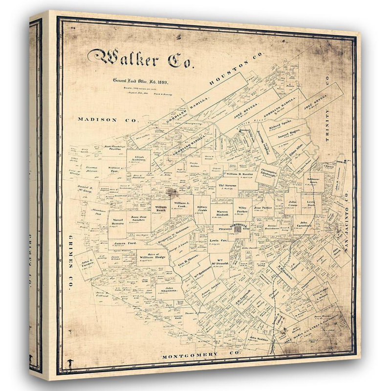 Alcott Hill® Sweeney Gallery Wrapped Canvas Art Titled: Walker County Texas, Sweeney 1889, 17" H x 15" W