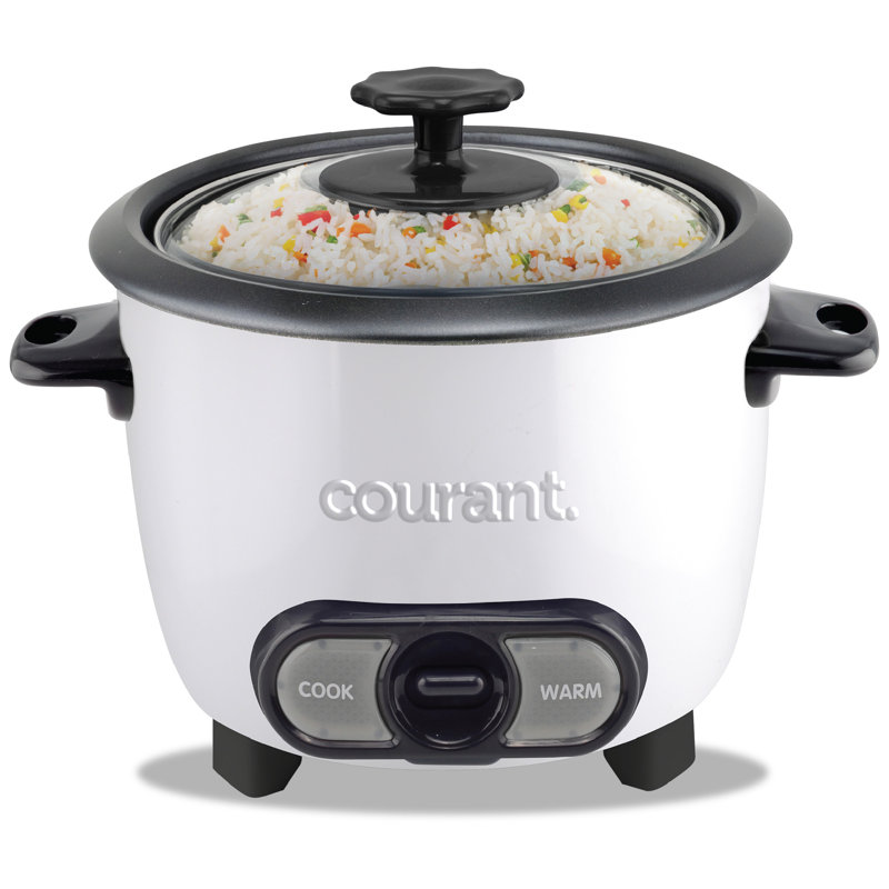 Cuiseur à riz 8 tasses (cuit) Courant, maintien automatique au chaud, couvercle en verre avec couvercle intégré, bol antiadhésif amovible, y compris tasse à mesurer et cuillère - rouge