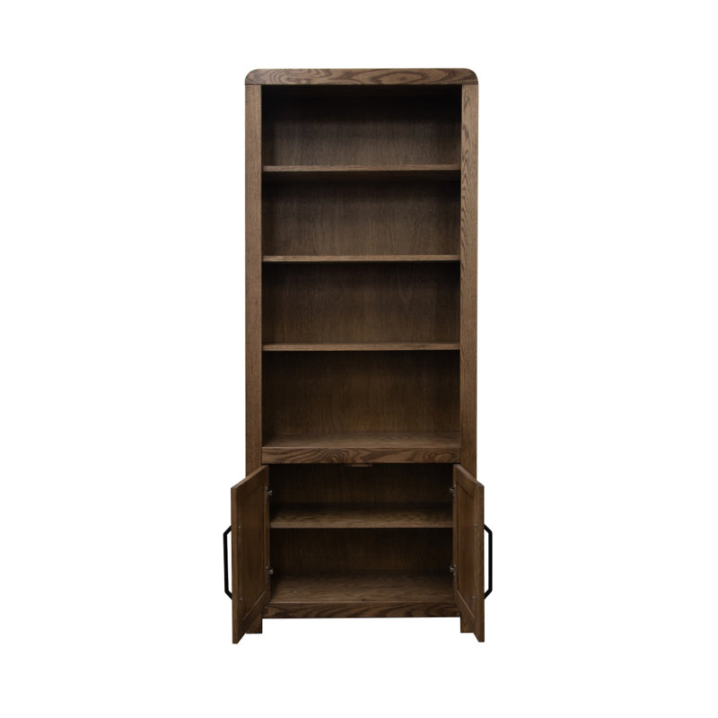 Haven 78 Inch High Bookcase Pier, No Assembly Required, Oak Bourbon Finish, Brown