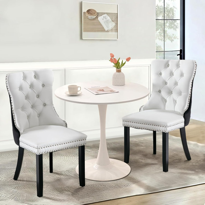 Ensemble de table de salle à manger Aya-Rose, Blanc, Noir / blanc