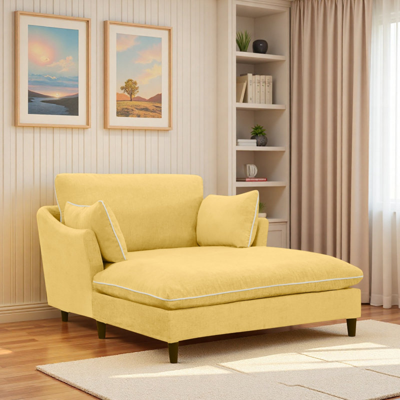 Chaise longue moderne avec coussins, Jaune