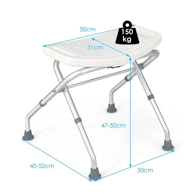 Height Adjustable Folding Portable Shower Seat