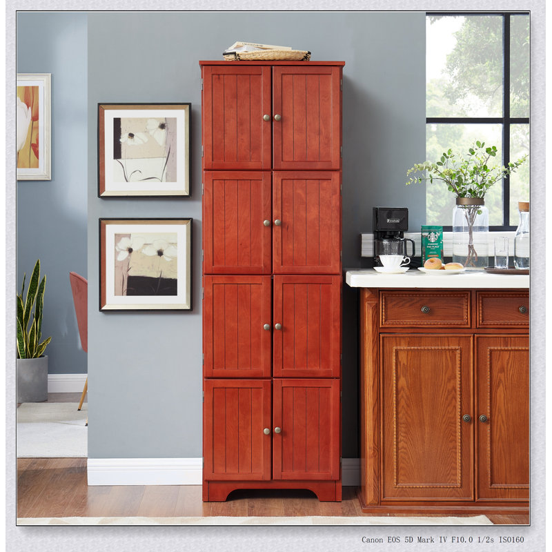 72.4" Tall Storage Cabinet Tall Storage Cabinet with 8 Doors and 4 Shelves ,Bookshelf Living Room, Kitchen, Dining Room, Office  Freestanding Storage Cabinet