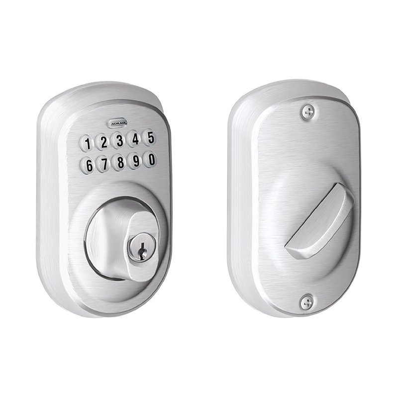 Schlage Keypad Deadbolt with Plymouth Trim, Satin Chrome