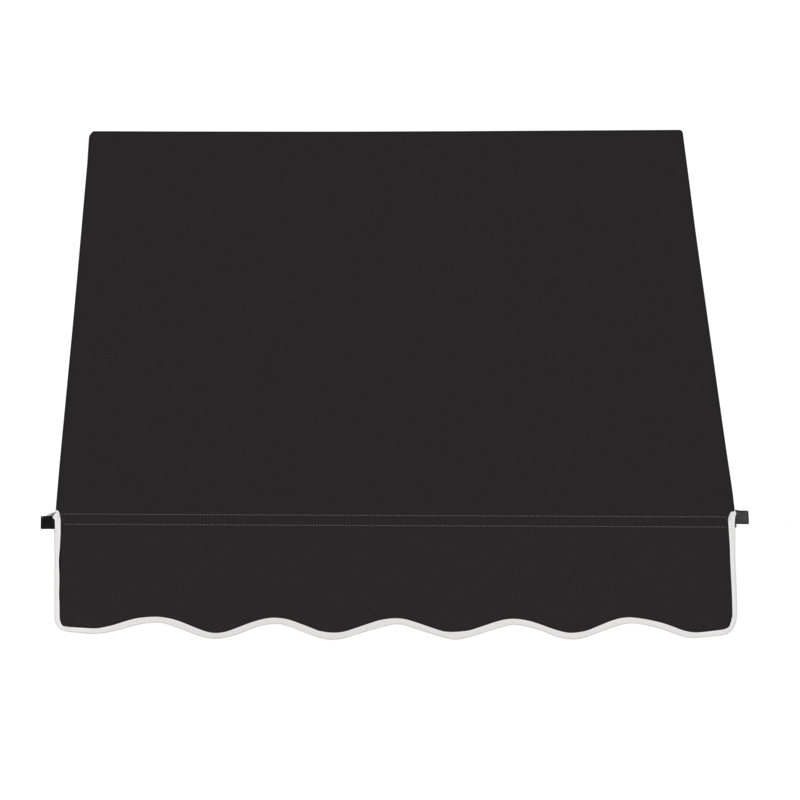 Awntech Santa Fe Acrylic Fabric Fixed Awning with Iron Rope Arms, Black, 44" H x 52.5" W x 24" D
