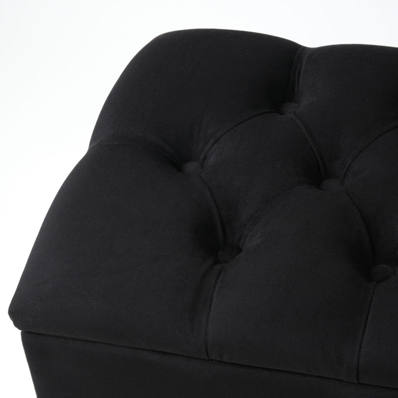 Velvet Upholstered Storage Bench, 42cm H x 100cm W x 30cm D