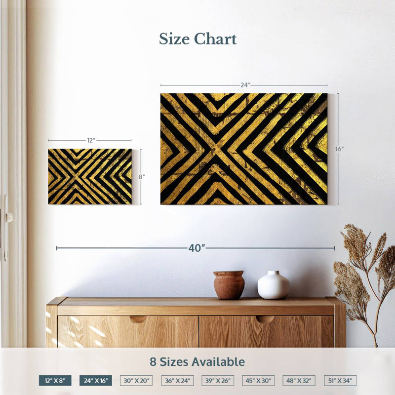 Avery Gold Geometric Lines, 16" H x 24" W