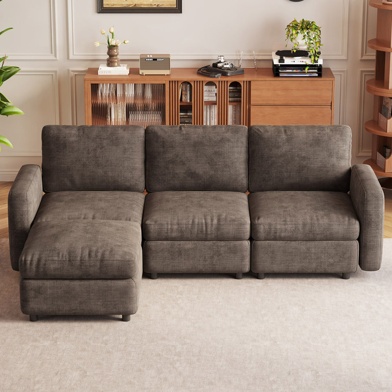 Corner Sectional, 85cm H × 229cm W × 145cm D, 4, Dark Grey