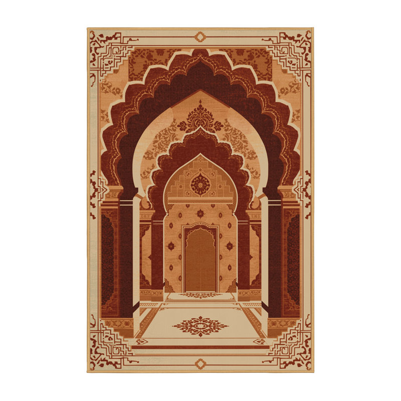 Tapis oriental traditionnel Pauleth lavable à la machine - Brun clair, 2 pi x 3 pi