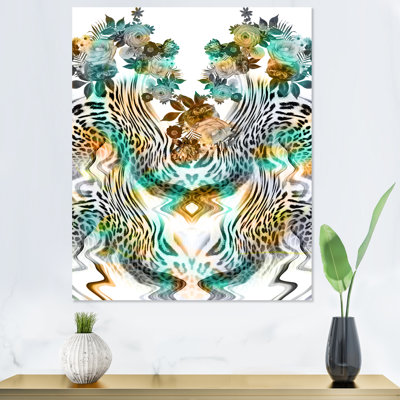 Motif léopard avec une touche de vert III - reproduction d'art moderne et contemporaine sur toile