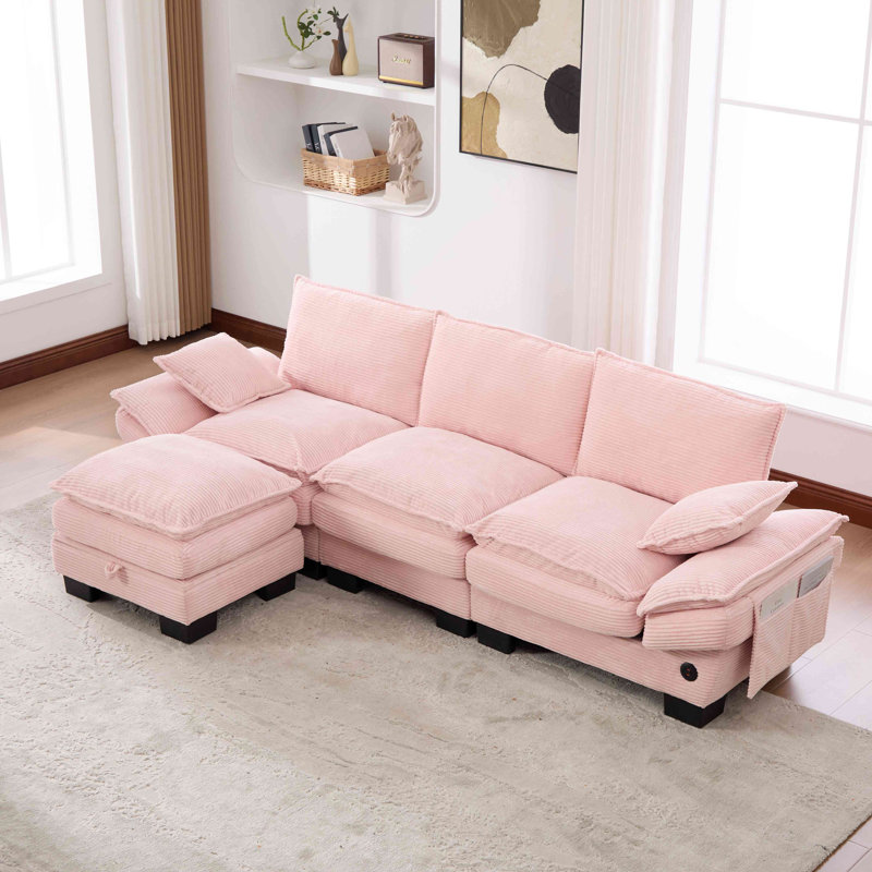 Canapé modulaire modulaire, canapé à assise profonde, canapé en velours côtelé, meubles rembourrés confortables pour salon, appartement, studio, bureau, ayant plusieurs combinaisons