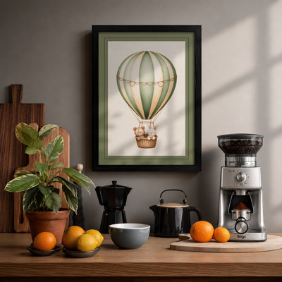Ascending Balloon Vintage - Framed Print