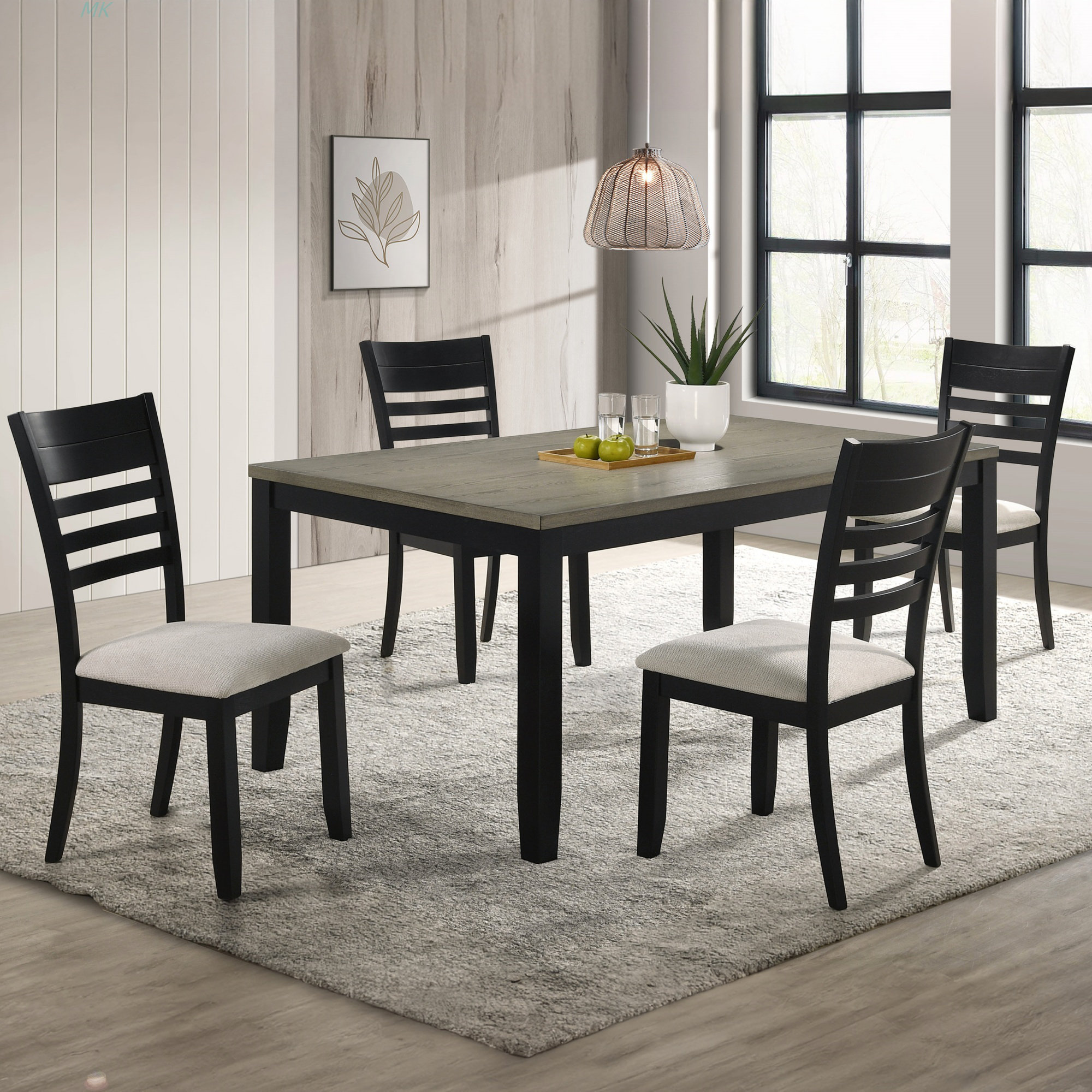 Latitude Run® Contemporary 5Pc Dining Set Rectangular Table Two- Tone ...