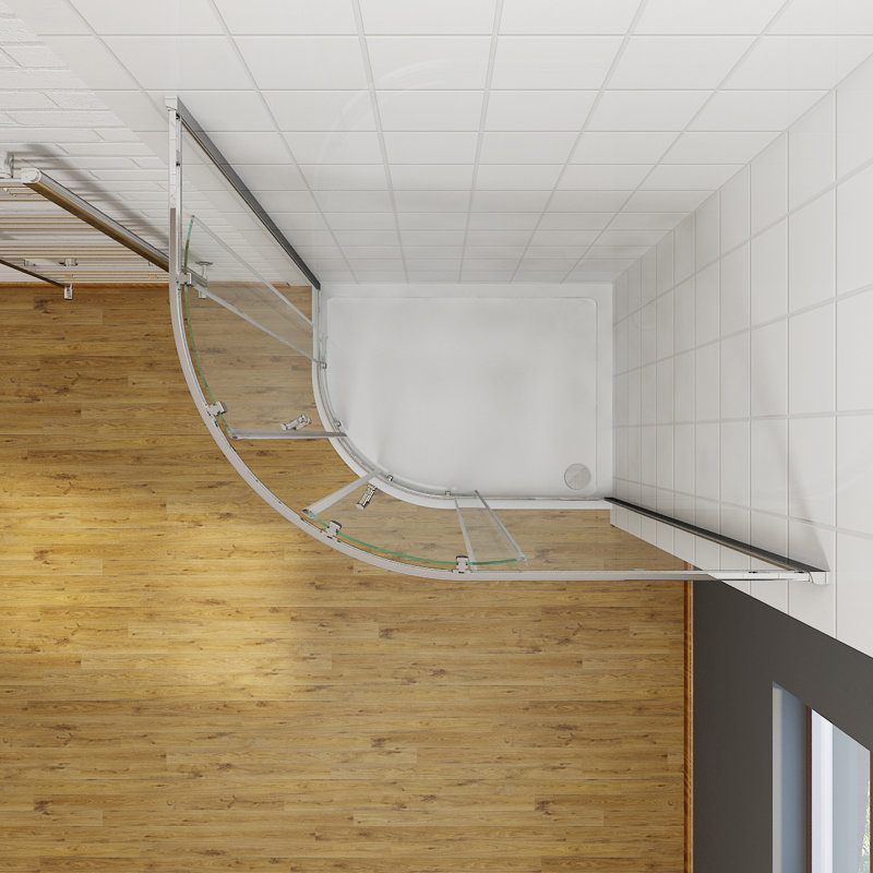Rennerdale Glass Offset Quadrant Shower Enclosure with Tray, Left, 1850mm H x 900mm W x 800mm D