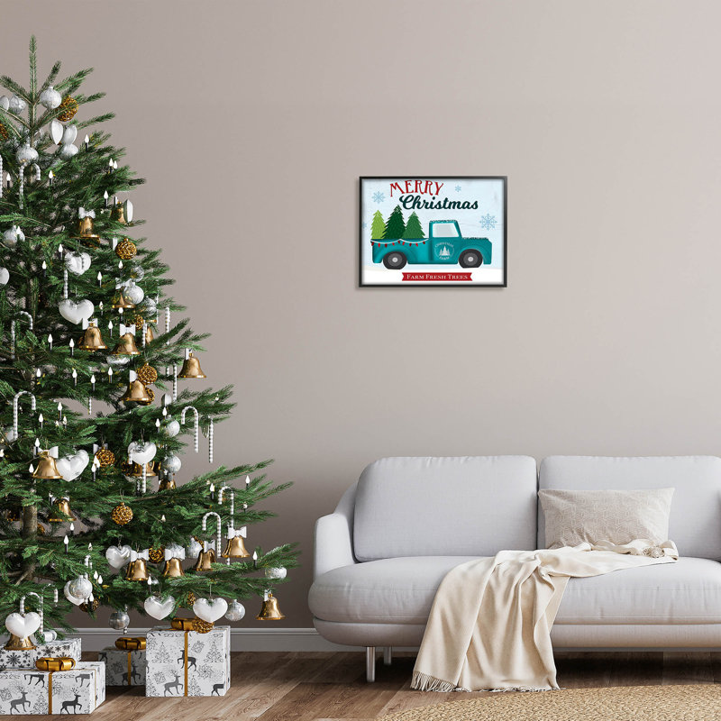 Merry Christmas Farm Fresh at-226, H 16 po x l 20 po x P 1,5 po, Giclée encadrée noir minuit