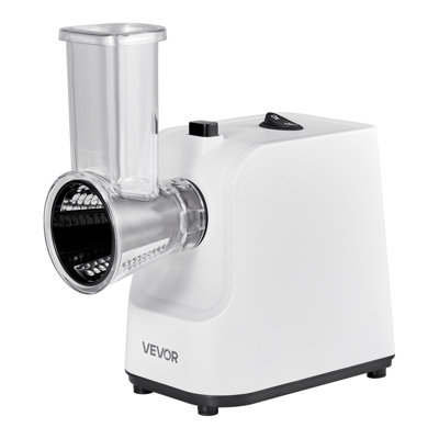 Râpe à fromage électrique, râpe à salade 200 W, hachoir électrique à trancher les légumes pour fruits avec 5 accessoires, coupe-aliments en acier inoxydable pour légumes et fromages