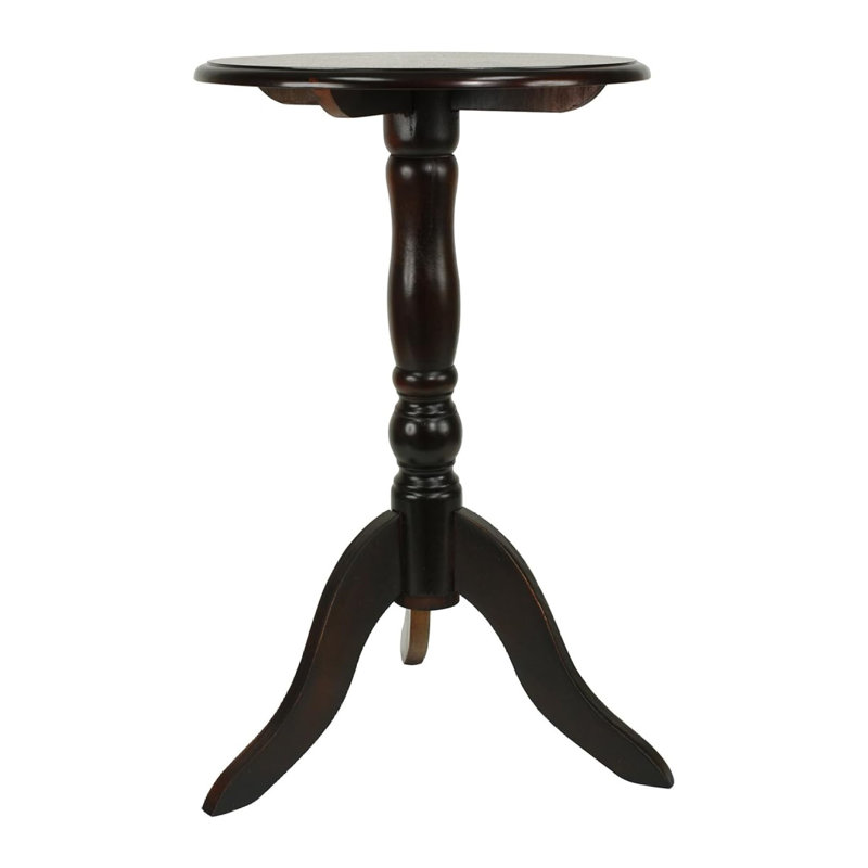 24" Round Pedestal Accent Side Table, Dark Brown