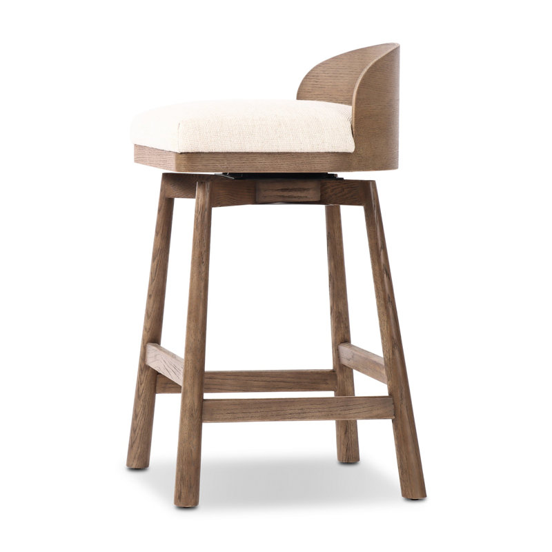 Cloris Swivel Stool-Altair Sienna-Counter & Bar, Counter Stool (26.97" Seat Height), Thames Cream Polyester Blend