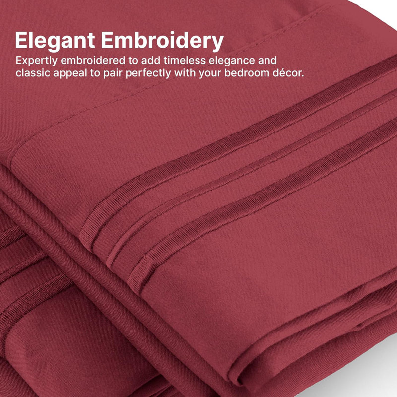 Pillowcase Set, Soft Double Brushed Microfiber, Cooling & Breathable Pillow Covers, Set of 4, Burgundy, Queen