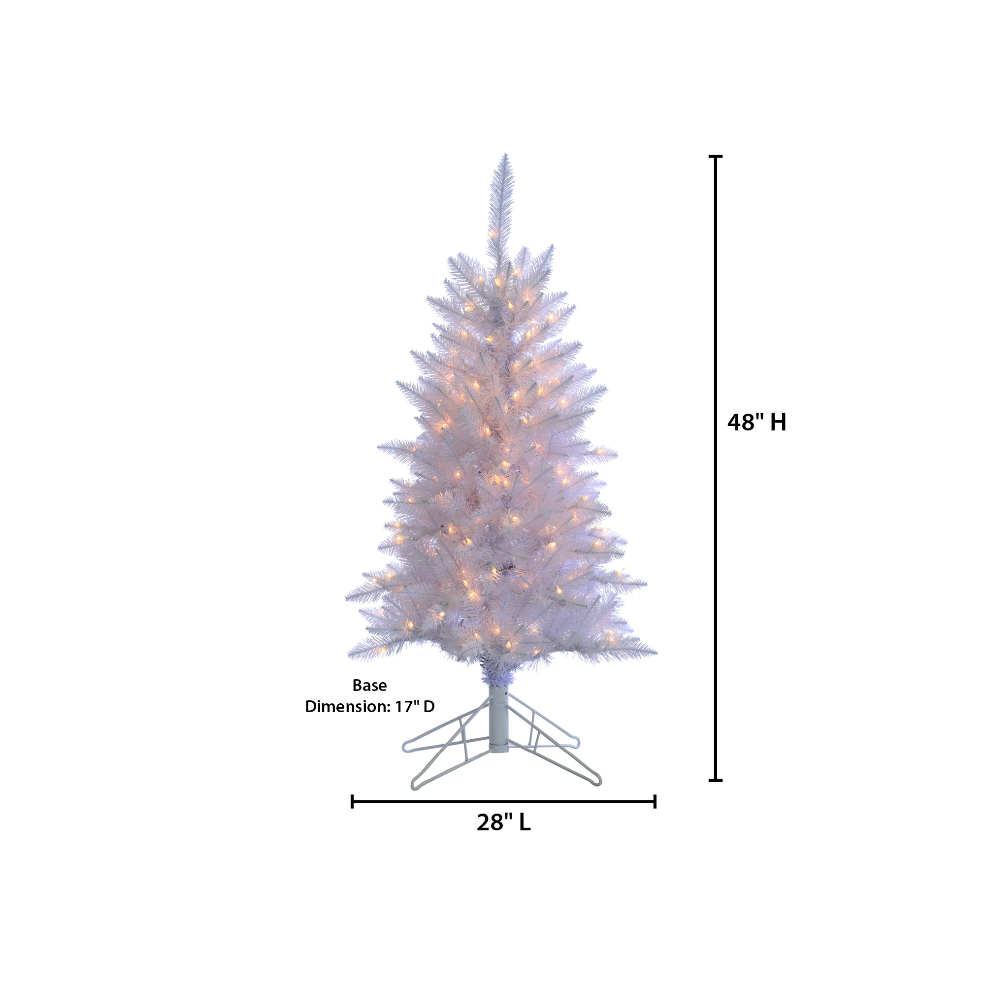 White Pine Artificial Christmas Tree, 4' H, White/Clear