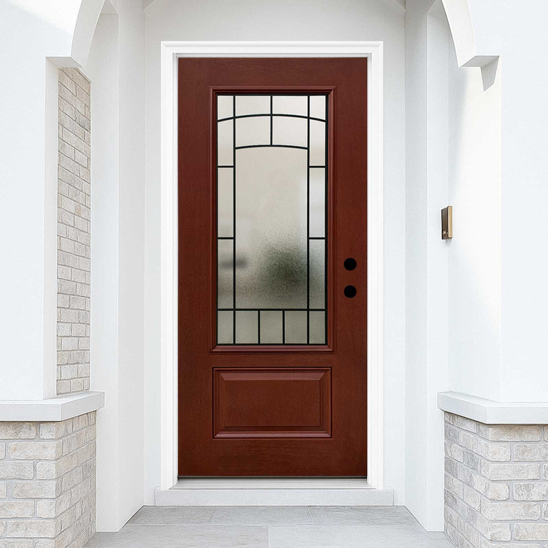 Porte d'entrée en fibre de verre 36 po x 80 po KHSHOW, Apprêt lisse, S'ouvre à gauche vers l'intérieur