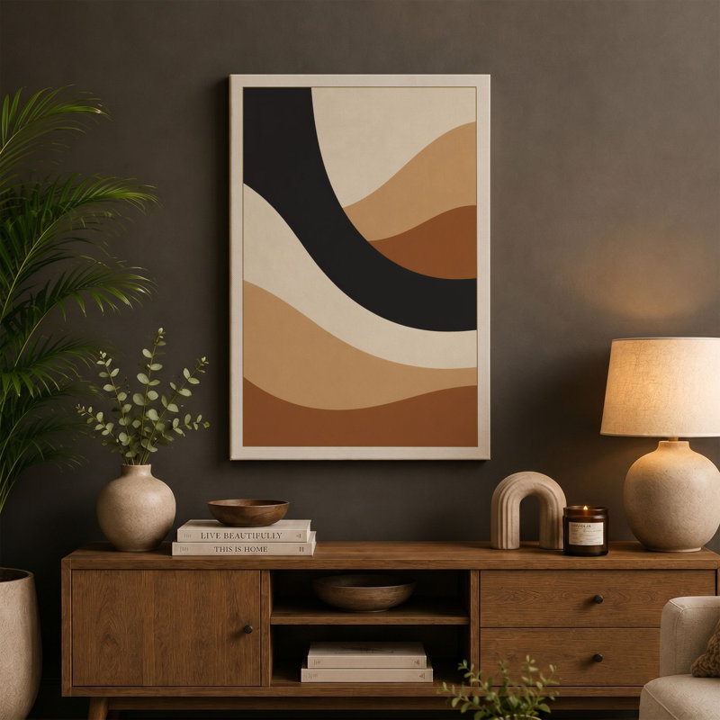 Flowing Forms Mid-Century - Wrapped Canvas, 18x12 - 45.7 x 30.5 cm, Black Border